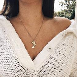 YOOE Egyptian Pharaoh King Queen Pendant Necklace,Punk 14K Gold Nefertiti Pharaoh Africa Women Girls Jewelry