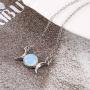 RUIZHEN Silver Triple Moon Goddess Symbol Opal Natural Stone Pendant Necklace