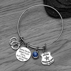 Police Mom Bracelet, Some Never Meet Their Hero, But I Raised Mine Jewelry, Police Handcuff Charm Bangle Bracelet for Women- Cop Mom Gift