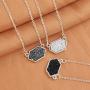 MissNity Colorful Faux Druzy Jewelry Set Drusy Necklace Silver Plated Hexagon Pendant Christmas Womens Gift for Her