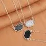 MissNity Colorful Faux Druzy Jewelry Set Drusy Necklace Silver Plated Hexagon Pendant Christmas Womens Gift for Her