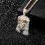 TOPGRILLZ Men 14K Gold Plated Iced Out CZ Simulated Diamond Crown Jesus Piece Pendant Necklace