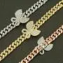 Punk Butterfly Cuban Chain Link Multi Cubic Zircon Rhinestone Exaggerated Iced Out Bling Pendant Bracelet Hip Hop Rock Luxury Jewelry for Women Girl Gifts Punk Butterfly Cuban Chain Link Multi Cubic Zircon Rhinestone Exaggerated Iced Out Bling Pendant Bracelet Hip Hop Rock Luxury Jewelry for Women Girl Gifts