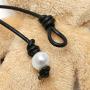 Pearlypearls 3 Freshwater Pearl Pendant Necklace on Black Leather Cord Jewelry for Women 18