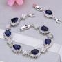 EVER FAITH Silver-Tone Full Zircon Wedding Tear Drop Link Bracelet