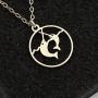 SENFAI Mum and Her Baby Narwhal Pendant Necklace Animal Jewelry (Silver)
