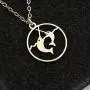 SENFAI Mum and Her Baby Narwhal Pendant Necklace Animal Jewelry (Silver)