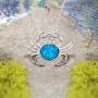 Honolulu Jewelry Company Sterling Silver Simulated Blue Opal Crab Pendant Necklace with 18'' Box Chain