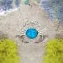 Honolulu Jewelry Company Sterling Silver Simulated Blue Opal Crab Pendant Necklace with 18'' Box Chain