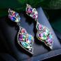 BriLove Womens Wedding Bridal Crystal Leaf-Shaped Multi-Rhinestone Dangle Earrings