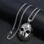 FIZIZDH Mens Stainless Steel Jasons Mask Hollow Openwork Pendant Necklace, 24 inch Keel Link Chain