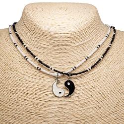 BlueRica Friends/Couples Yin Yang Pendant on Seed Beads Necklace Set