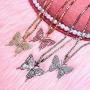 Butterfly Necklace Tennis Link Chain Butterfly Necklace Iced Out Zirconia Butterfly Pendent Hip Hop Choker Necklace for Women Girls