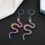 Creative Retro Color Snake Hoop Earrings for Women Colorful Snake Drop Dangle Enamel Earrings for Girls