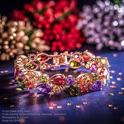 QIANSE Mothers Day Bracelets Gifts for Mom Women Mona Lisa Rose Gold Plated Bracelet Multicolor Cubic Zirconia from Austria Bracelets Jewelry for Mothers Day Gifts for Mom Wife Girlfriend
