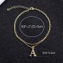 kelistom 14k Gold Plated Two Layered Beaded Chain Initial Anklet for Women Teen Girls, Fashion Ankle Bracelet with Zircon Filled 26 Letters Alphabet, Foot Jewelry with 2” Extension (K)