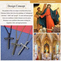 FaithHeart Cross Necklace, Stainless Steel/Gold Plated Christian Jewelry Church Baptism Gift Cross Pendant Necklaces for Men Women, Customize Available (Send Gift Box)