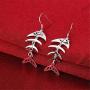Fishbone Animal Fish Occident Beautiful Earrings Dangle for Women Girl Silver Plated fashion club Jewelry Gift