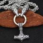GuoShuang Men Stainless Steel Bear Head Norse Viking Amulet Pendant Necklace Handmade Chain