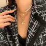 CRIVEER Multirow Necklace with Knot Pendant and Pearl in Gold Weight 17g