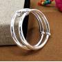 Fashion Women Jewelry Solid Imitation Sterling Bangle Bracelet Gift，Adjustable Bracelet(Silver)