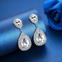 mecresh Clear/Gold Teardrop Austrian Crystal Bridal Dangle Earring