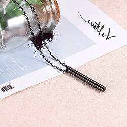 Cylinder Bar Urn Necklaces for Women Men - Stainless Steel Cremation Pendant Necklace for Memorial Ashes Jewelry with Cubic Zirconia