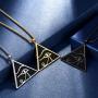 beautlace Egyptian Eye of Horus/Ankh Cross Necklace Silver/18K Gold/Black Gun Plated Ancient Triangle Eyes of Evil Symbol of Protection Pendant for Men and Women KP0036