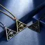 beautlace Egyptian Eye of Horus/Ankh Cross Necklace Silver/18K Gold/Black Gun Plated Ancient Triangle Eyes of Evil Symbol of Protection Pendant for Men and Women KP0036