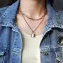 BaubleStar Link Layered Lock Necklace Stainless Steel Paperclip Chain Fashion Jewelry