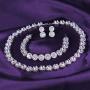 EVER FAITH Silver-Tone Round Cut Cubic Zirconia Tennis Necklace Bracelet Earrings Set