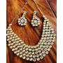 Touchstone Indian Bollywood Handcrafted Traditional Royal Mughal Kundan Polki Meenakari Enamel Colorful Wedding Designer Jewelry Necklace Choker Set in Gold and Silver Tone for Women.