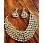 Touchstone Indian Bollywood Handcrafted Traditional Royal Mughal Kundan Polki Meenakari Enamel Colorful Wedding Designer Jewelry Necklace Choker Set in Gold and Silver Tone for Women.