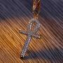 TOPGRILLZ 14K Gold Plated Iced Out CZ Lab Diamond Ankh Cross Egyptian Pendant for Men and Women with 24'' Stainless Steel Chain Necklace