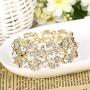 EVER FAITH Bridal Floral Leaf Elastic Bracelet Clear Austrian Crystal