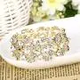 EVER FAITH Bridal Floral Leaf Elastic Bracelet Clear Austrian Crystal