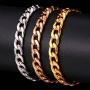 U7 Men Women Cuban Link Bracelet|Stainlss Steel 18K Gold Plated Diamond Cut 3mm 5mm 6mm 7mm 9mm 12mm Wide Miami Curb Chain Wrist Bracelet, Length 6.5'' 7.5'' 8.26'', with Gift Box