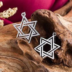 EUEAVAN Fashion Jewish Symbol Star Of David Silver Plated Pendant Earrings Jewelry for Women