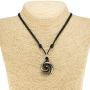 BlueRica Koru Spiral Wave Pendant on Adjustable Black Rope Cord Necklace