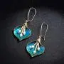 Gold Plated Enameled Green Calla Lily Flower Dangle Earrings with Extra French Hook Gold Plated Enameled Green Calla Lily Flower Dangle Earrings with Extra French Hook