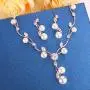 EleQueen Womens Cubic Zirconia Simulated Pearl Flower Filigree Bridal Necklace Earrings Jewelry Set Ivory Color EleQueen Womens Cubic Zirconia Simulated Pearl Flower Filigree Bridal Necklace Earrings Jewelry Set Ivory Color