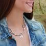 April with Tree of Life Charm Silverplate Bracelet Necklace with Gloss Navy Leather Wrap by Lizzy James