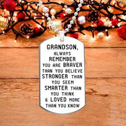 Elegant Chef Grandson Inspirational Jewelry Necklace Gift- Always Remember You are Braver Than You Believe