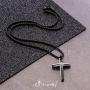 555Jewelry Grooved Stainless Steel Cross Necklace for Men and Women 16-24'' Chain