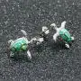 Health and Longevity Sea Turtle Birthstone Jewelry Sterling Silver Created Green Opal Sea Turtle Earring Pendant Necklace Length 18-20 inch