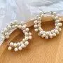 Chic Add Pink Circle Earrings Circle Imitation Pearl Earrings 1.65 in Diameter Ins Style Exaggerated Earrings