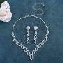 Unicra Bride Silver Bridal Tassel Necklace Earrings Set Crystal Wedding Jewelry Set Pearl Choker Necklace for Women and Girls (3 piece set - 2 earrings and 1 necklace)(NK072-1)