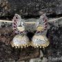 Aheli Dual Tone Oxidized Peacock Design Crafted Jhumka Jhumki Earrings Indian Fashion Jewelry for Women Girls