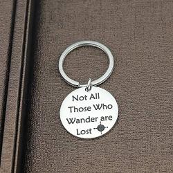 Ribukat Inspirational Keychain Not All Those Who Wander are Lost Cute Wanderlust Gift Travelling Jewelry Gift for Wanderlust Hiker Backpacker