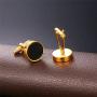 U7 Men Women Simple Cufflinks Modern Tuxedo Shirt Studs 18K Gold/Platinum Plated Cuff Links